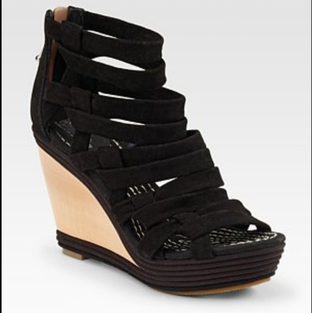 Belle by Sigerson Morrison Strappy Black Wedges 7